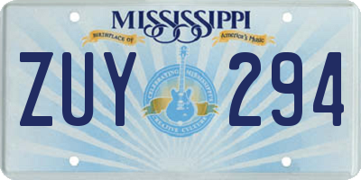 MS license plate ZUY294