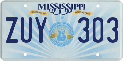 MS license plate ZUY303