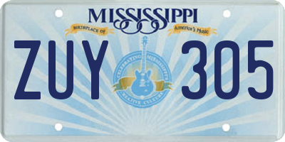 MS license plate ZUY305