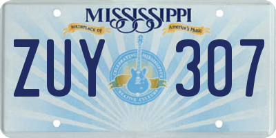 MS license plate ZUY307