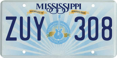 MS license plate ZUY308