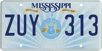 MS license plate ZUY313