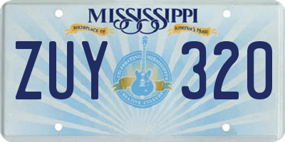 MS license plate ZUY320