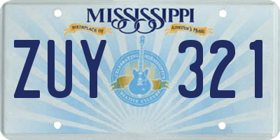 MS license plate ZUY321
