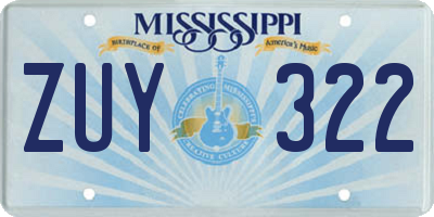 MS license plate ZUY322