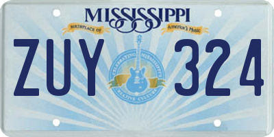 MS license plate ZUY324