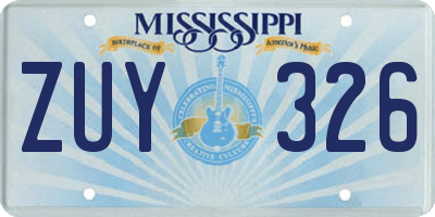 MS license plate ZUY326
