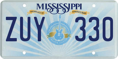 MS license plate ZUY330