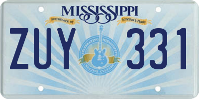MS license plate ZUY331