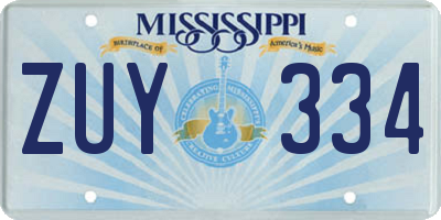 MS license plate ZUY334