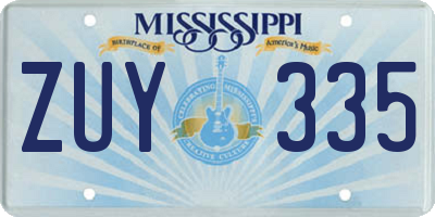 MS license plate ZUY335