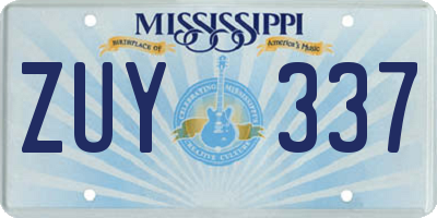 MS license plate ZUY337