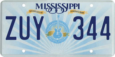 MS license plate ZUY344