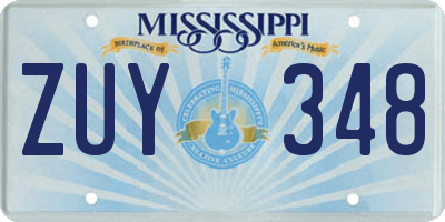 MS license plate ZUY348