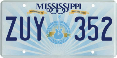 MS license plate ZUY352