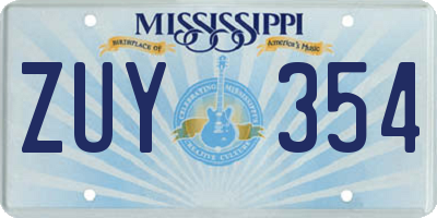 MS license plate ZUY354