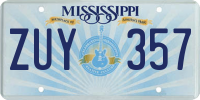 MS license plate ZUY357