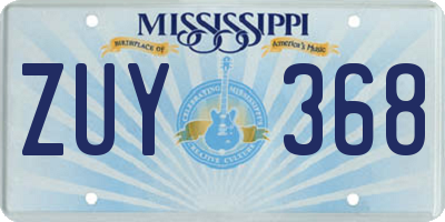 MS license plate ZUY368