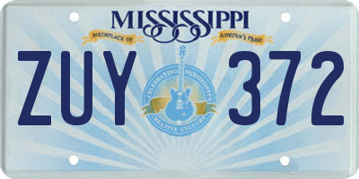 MS license plate ZUY372