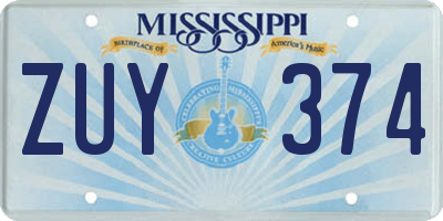 MS license plate ZUY374