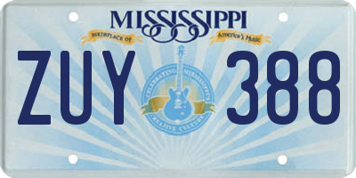 MS license plate ZUY388