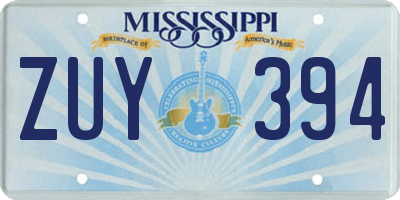 MS license plate ZUY394