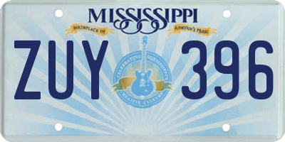 MS license plate ZUY396