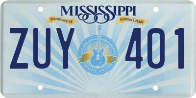 MS license plate ZUY401