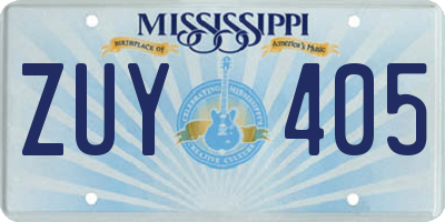 MS license plate ZUY405