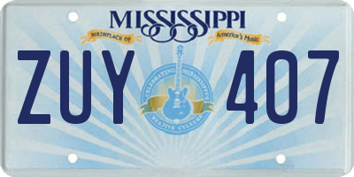 MS license plate ZUY407