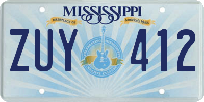 MS license plate ZUY412