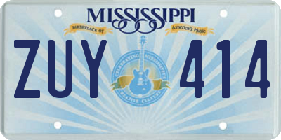 MS license plate ZUY414
