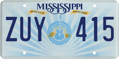 MS license plate ZUY415