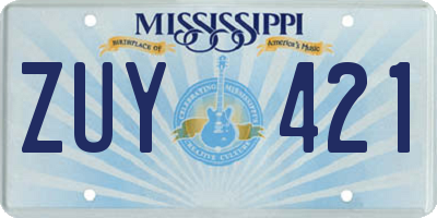 MS license plate ZUY421