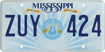MS license plate ZUY424