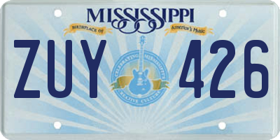 MS license plate ZUY426