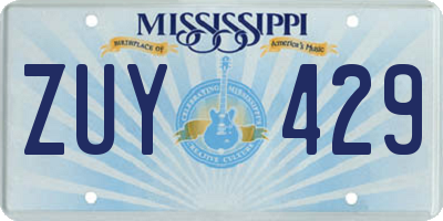 MS license plate ZUY429