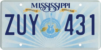 MS license plate ZUY431