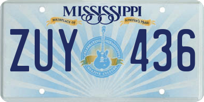 MS license plate ZUY436