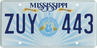MS license plate ZUY443
