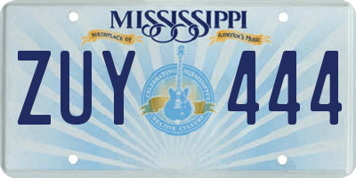 MS license plate ZUY444