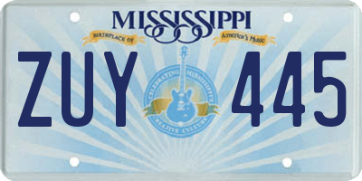 MS license plate ZUY445
