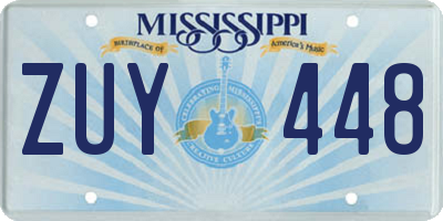 MS license plate ZUY448
