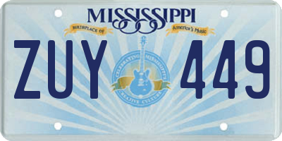MS license plate ZUY449