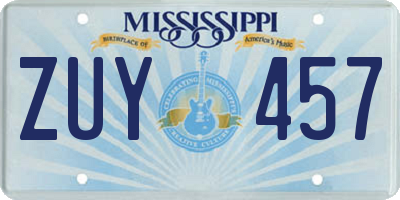 MS license plate ZUY457
