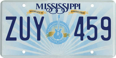 MS license plate ZUY459