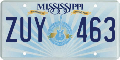 MS license plate ZUY463
