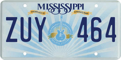 MS license plate ZUY464