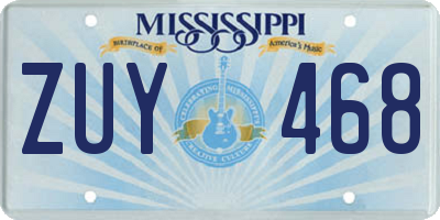MS license plate ZUY468