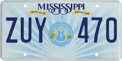 MS license plate ZUY470